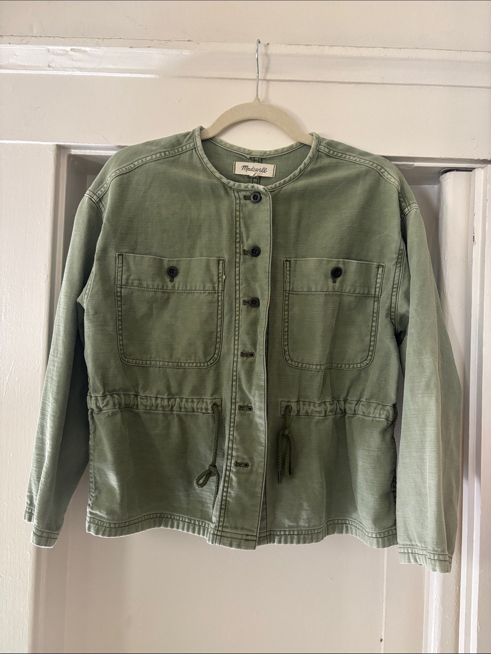 Madewell Light Sage Green Utility Jacket with Drawstring Waist